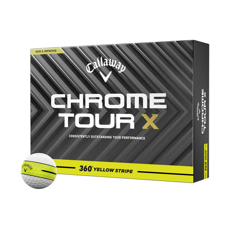 Chrome Tour X 360 Yellow Stripe Golf Balls - View 1