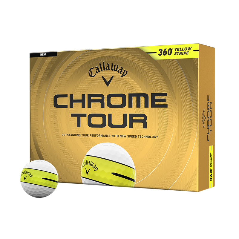 Chrome Tour 360 Yellow Stripe Golf Balls - View 1