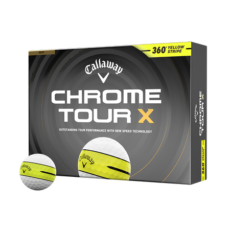 Chrome Tour X 360 Yellow Stripe Golf Balls