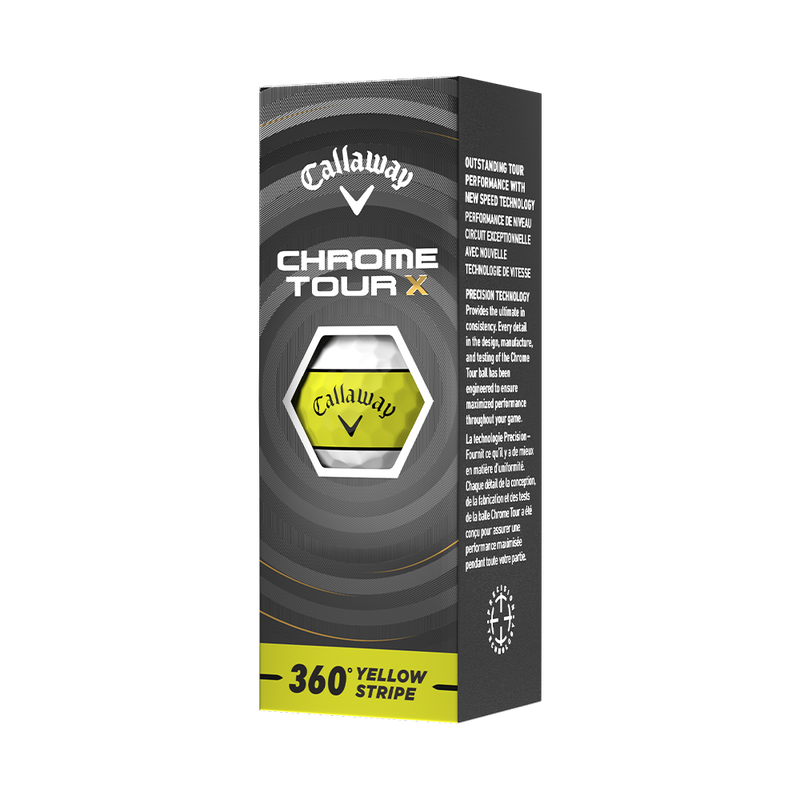 Chrome Tour X 360 Yellow Stripe Golf Balls - View 6