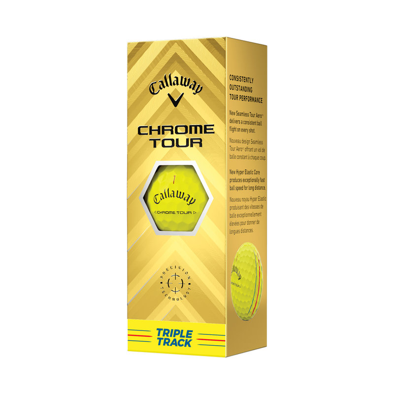 Chrome Tour Triple Track Yellow '24 Golf Balls - View 5