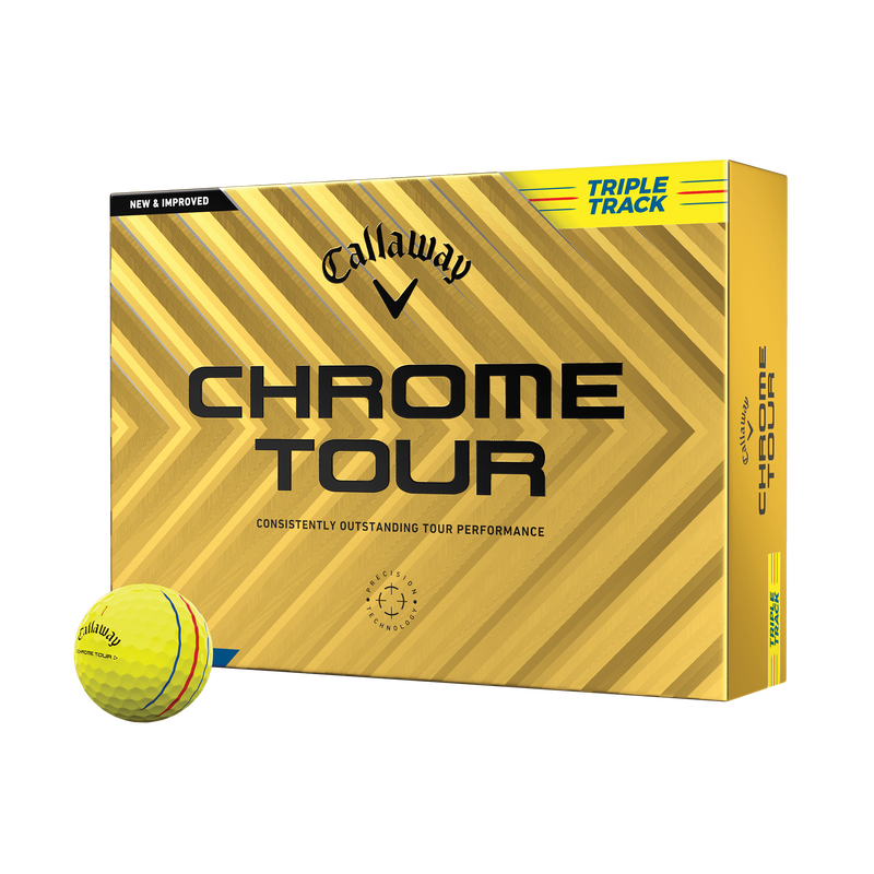 Chrome Tour Triple Track Yellow '24 Golf Balls - View 1