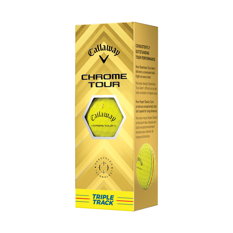 Chrome Tour Triple Track Yellow '24 Golf Balls - View 5