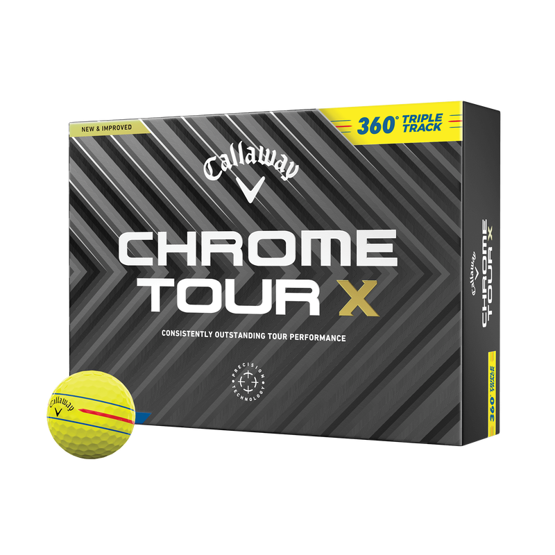 Chrome Tour X 360 Triple Track Yellow '24 Golf Balls - View 1
