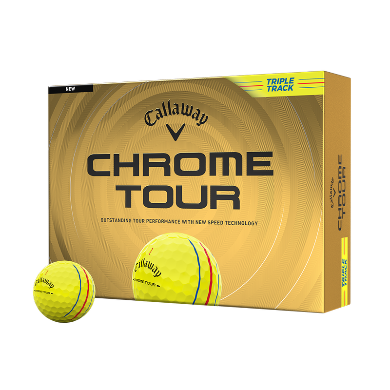 Chrome Tour Triple Track Yellow Golf Balls - View 1