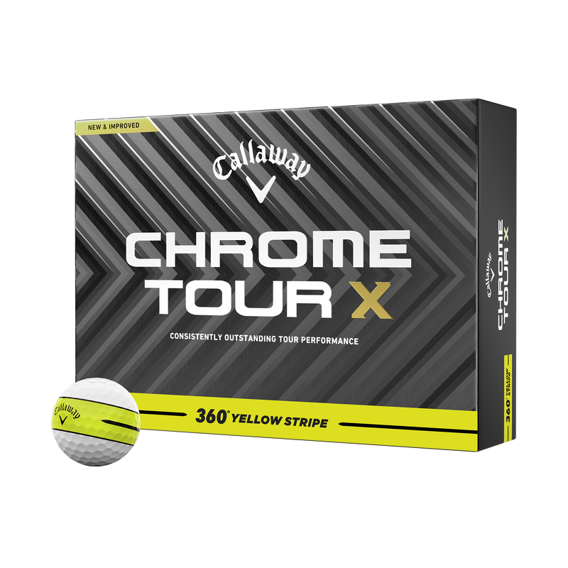 Chrome Tour X 360 Yellow Stripe '24 Golf Balls - View 1