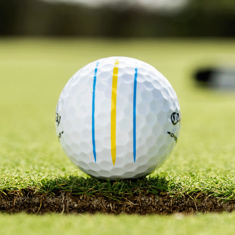 Chrome Tour Blue and Yellow Triple Track Golf Balls - View 2