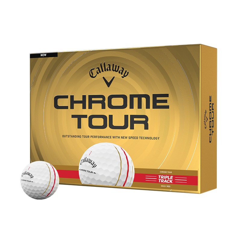 Chrome Tour Gold and Red Triple Track Golf Balls - View 1