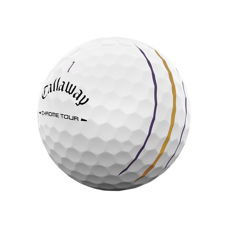 Chrome Tour Purple and Gold Triple Track Golf Balls - View 3