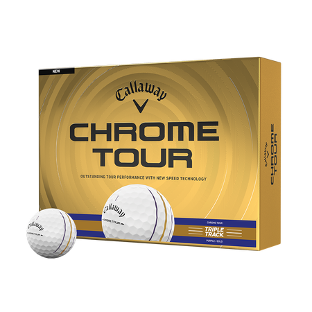 Chrome Tour Purple and Gold Triple Track Golf Balls