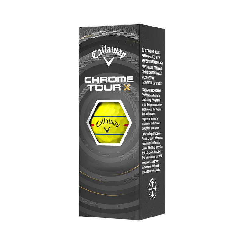 Chrome Tour X 360 Triple Track Yellow Golf Balls - View 6