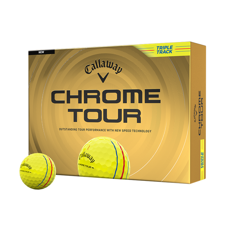 Chrome Tour Triple Track Yellow Golf Balls - View 1
