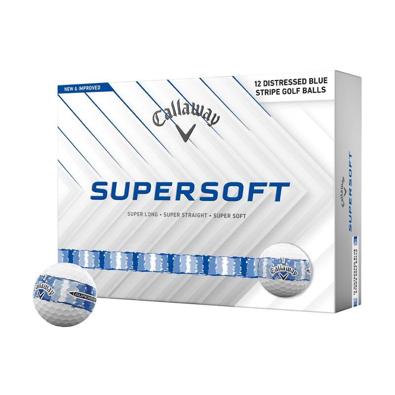 Supersoft Distressed Blue Stripe Golf Balls - View 1