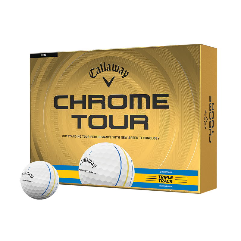 Chrome Tour Blue and Yellow Triple Track Golf Balls - View 1
