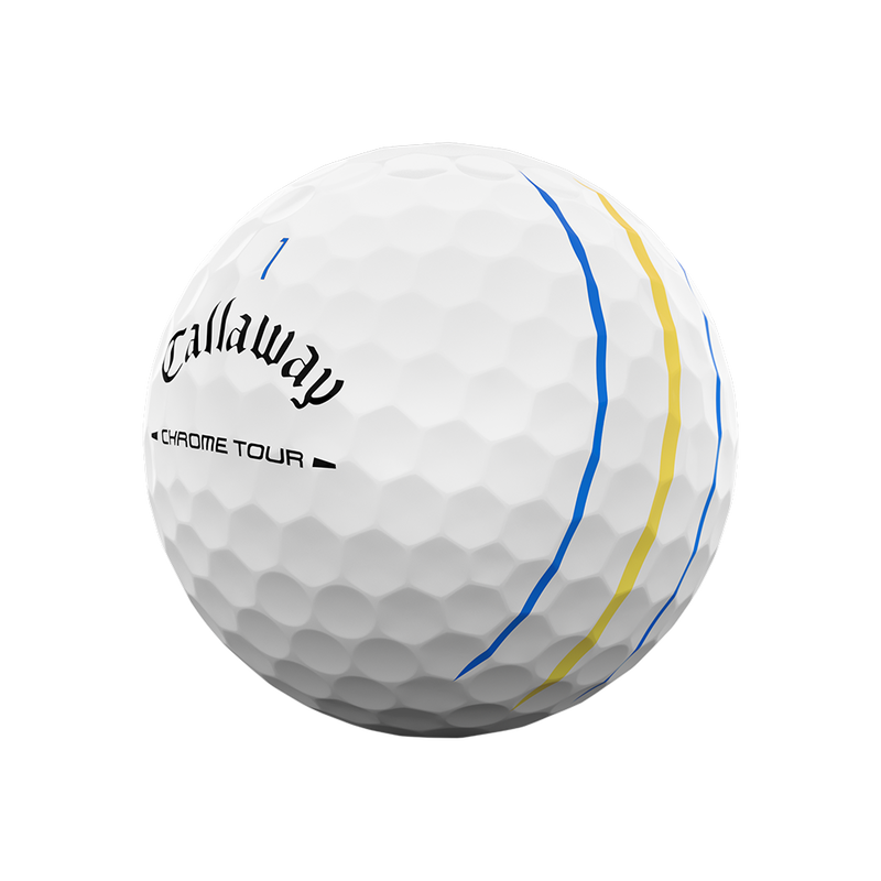 Chrome Tour Blue and Yellow Triple Track Golf Balls - View 3