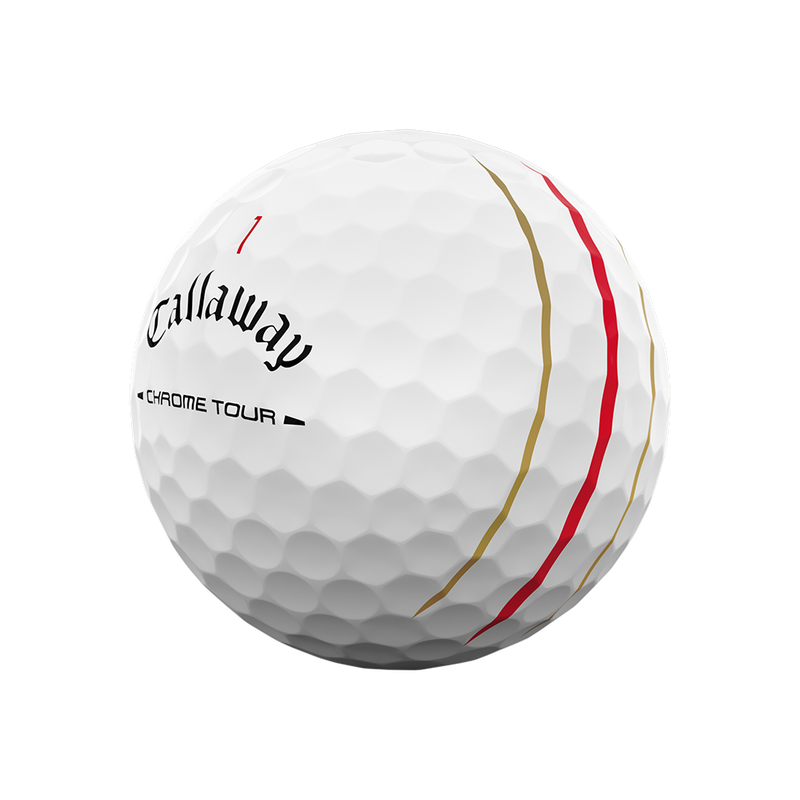 Chrome Tour Gold and Red Triple Track Golf Balls - View 3