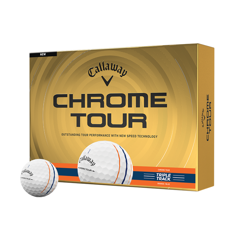 Chrome Tour Orange and Blue Triple Track Golf Balls - View 1