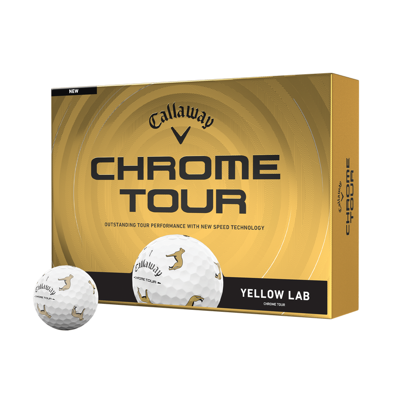 Chrome Tour Yellow Lab Dog Golf Balls - View 2