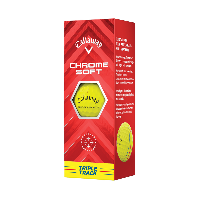 Balles de Golf Chrome Soft Triple Track Jaunes - View 4